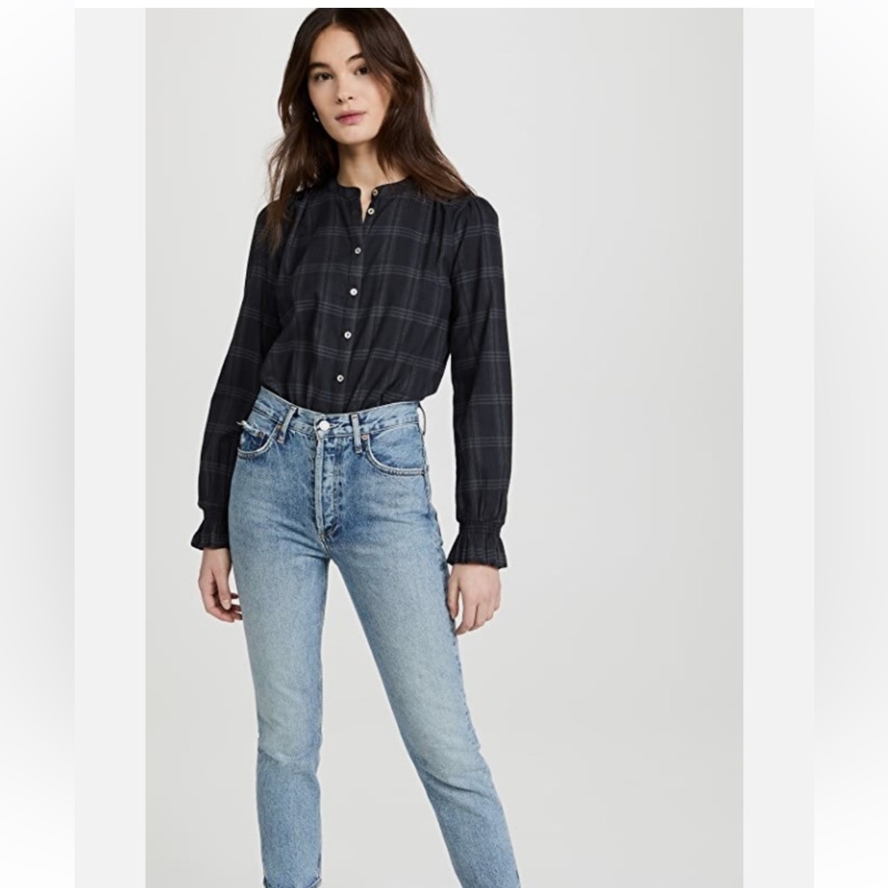 Faherty Harper Top in‎ Aspen Black Plaid-Medium